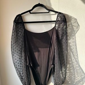 Puffy, Mesh Sleeve Bodysuit